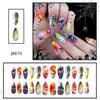 Halloween Press on Nails Medium Almond Fake Nails with Designs Cute Ghost Stick on Nails Rainbow Swirl False Nails Bat Acrylic Nails Cobweb