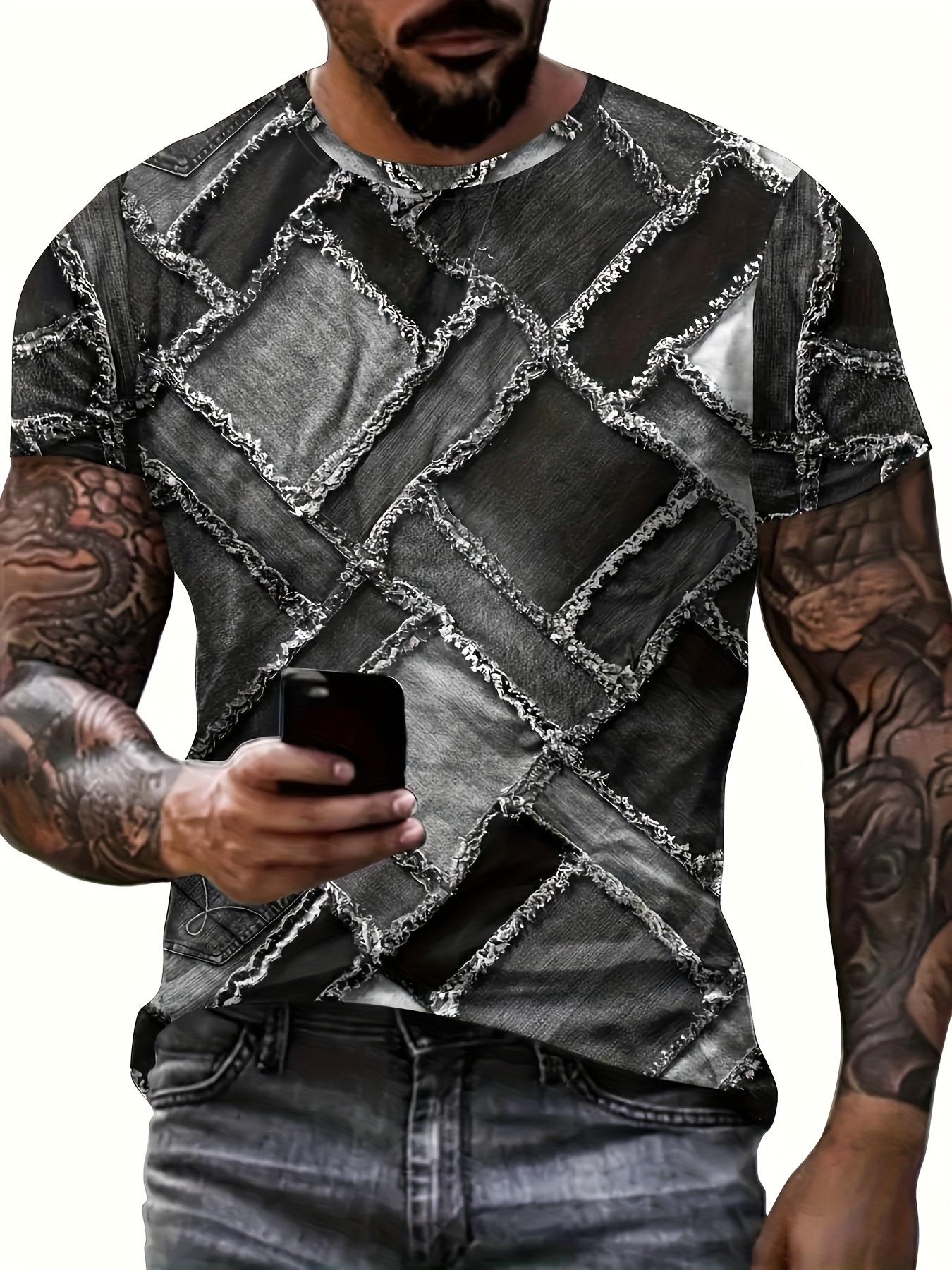 Men s round neck patterned T-shirt S