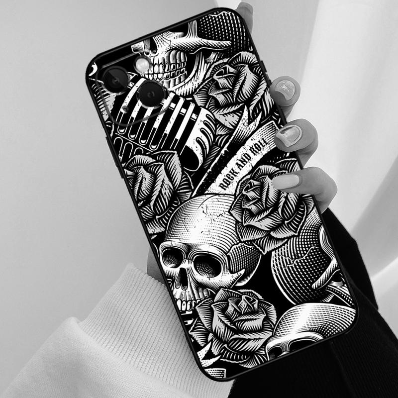 Rock and Roll Skull Phone Case For iPhone 17 Pro Max 16 15 14 11 12 13 Pro Max mini 15 16 Plus 16e 17 Air Cover