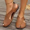 Sandals Women's Bag Side-open Flat Shoes Cross Soft Leather Elastic Band Flip-flops