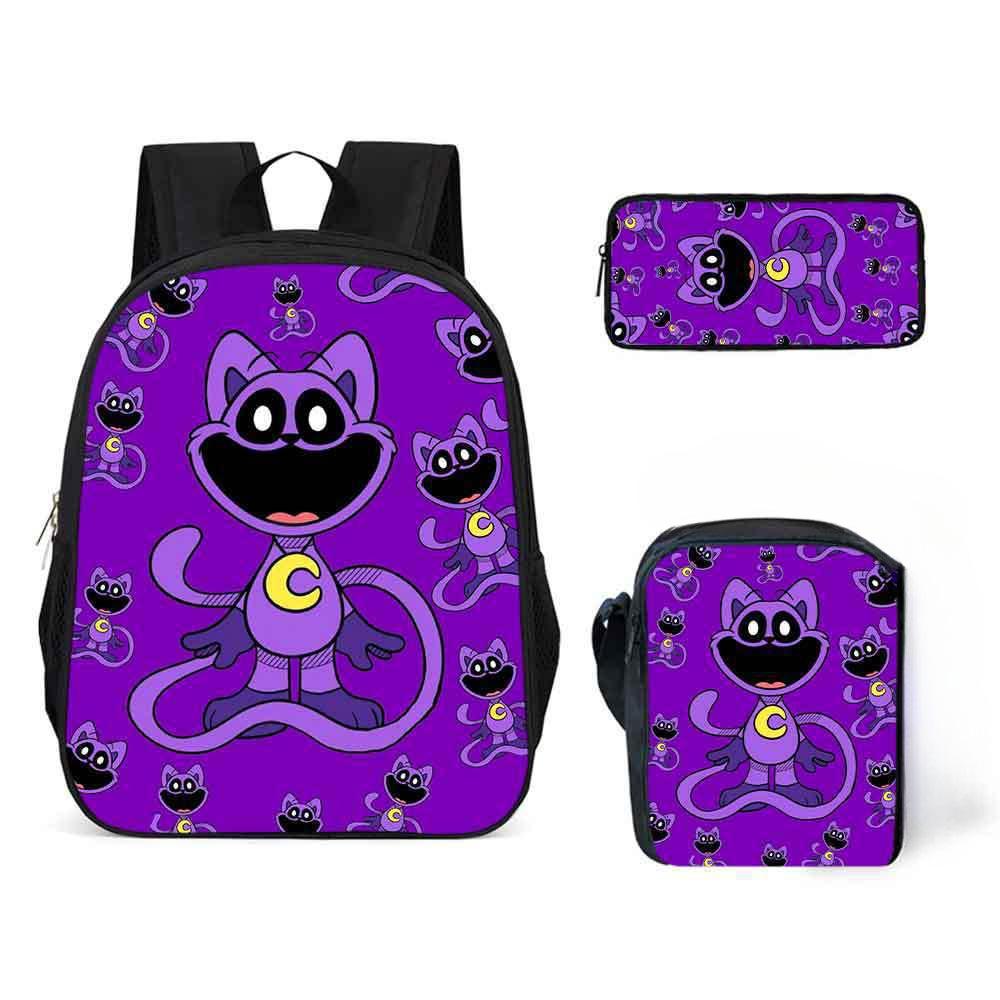 Lachende Critters Schultasche Dreiteiliges Set Cartoon Rucksack Umhängetasche Federmäppchen Lachende Critters