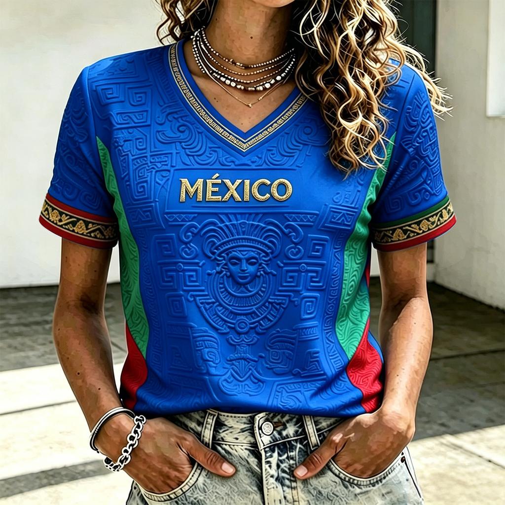 Women's Fashion Casual V-Neck Soccer Top for Everyday Wear