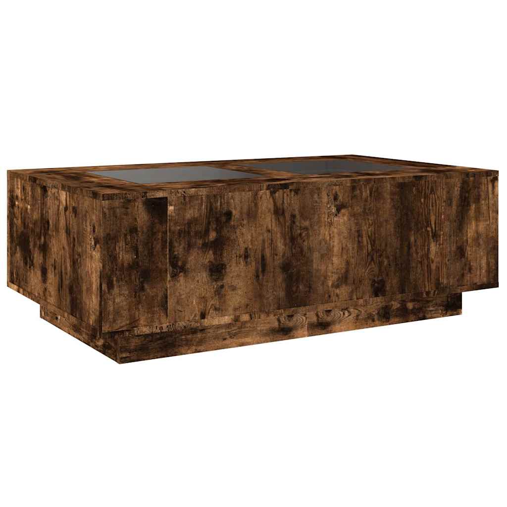 Infinity LED Coffee Table with Smoked Oak Finish 116 x 69 x 40 cm