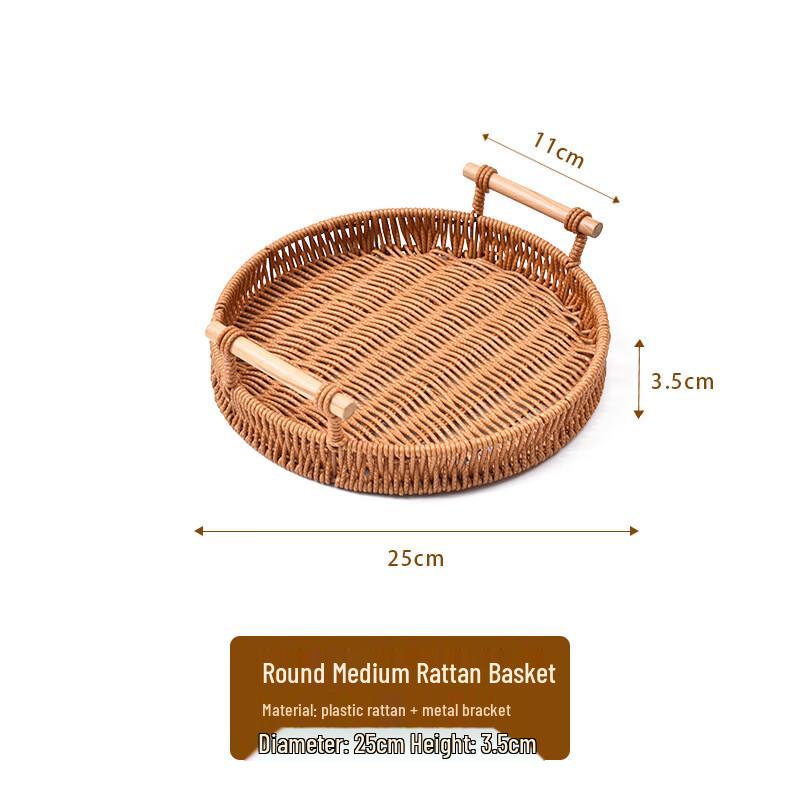 Imitation Rattan Serving Tray and Fruit Basket Medium