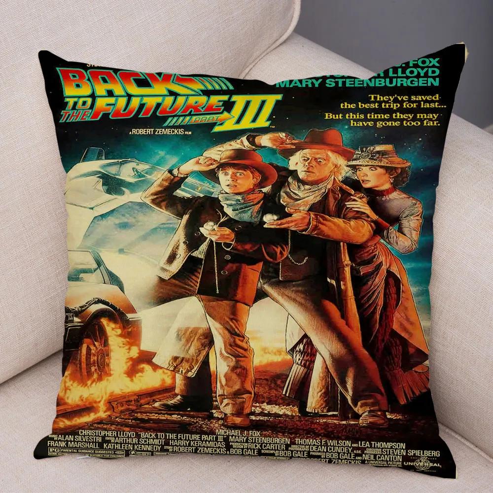 Cartoon Klassiker Film Kissenbezug Deko Zurück in die Zukunft Kissenbezug Superweicher Plüsch Kissenbezug für Sofa Zuhause Auto 45x45cm