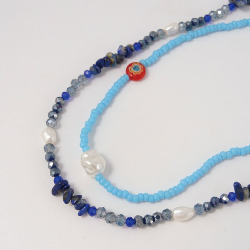 objet213 Zigzag Deep Blue Natural Stone Necklace