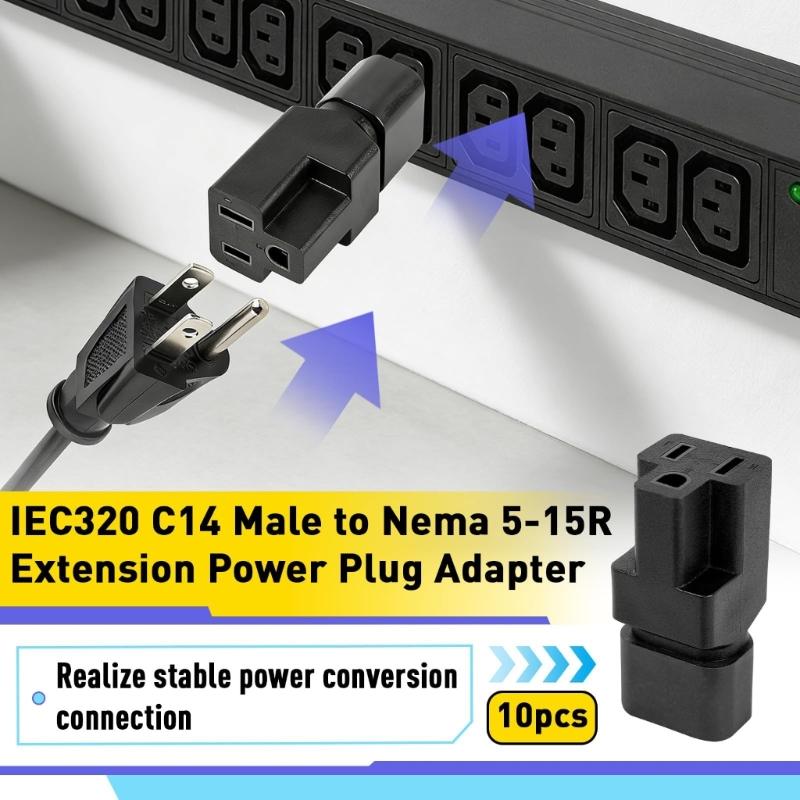 Upgrades IEC320 C14 Male to NEMA 5 15R Female Power Cord Adapters Tool Easy Installation for Data Center Equipment