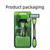 Durable And Safe Razor Classic 6 Layer Safety Razor For Men Shaving Hair Removal Shaving Blades Manual Shaver Green 1 Handle With 5 Blades Razors