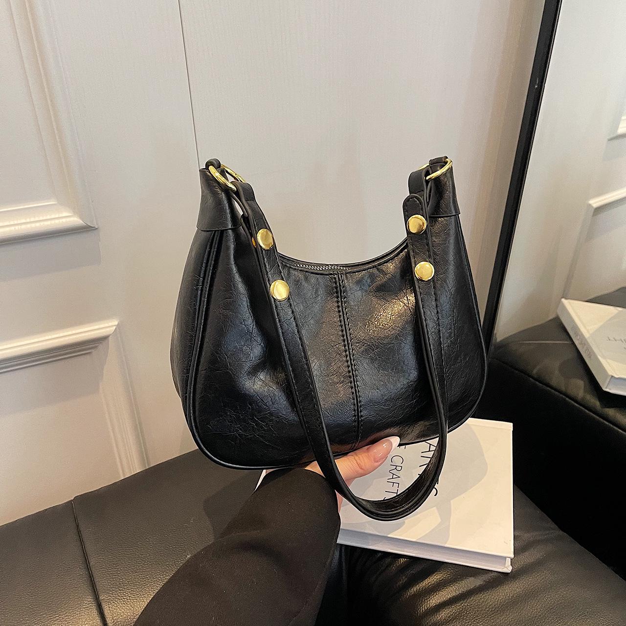 

Модная женская сумка кроссбоди плиссе в корейском стиле: Универсальный дизайн подмышек чёрный