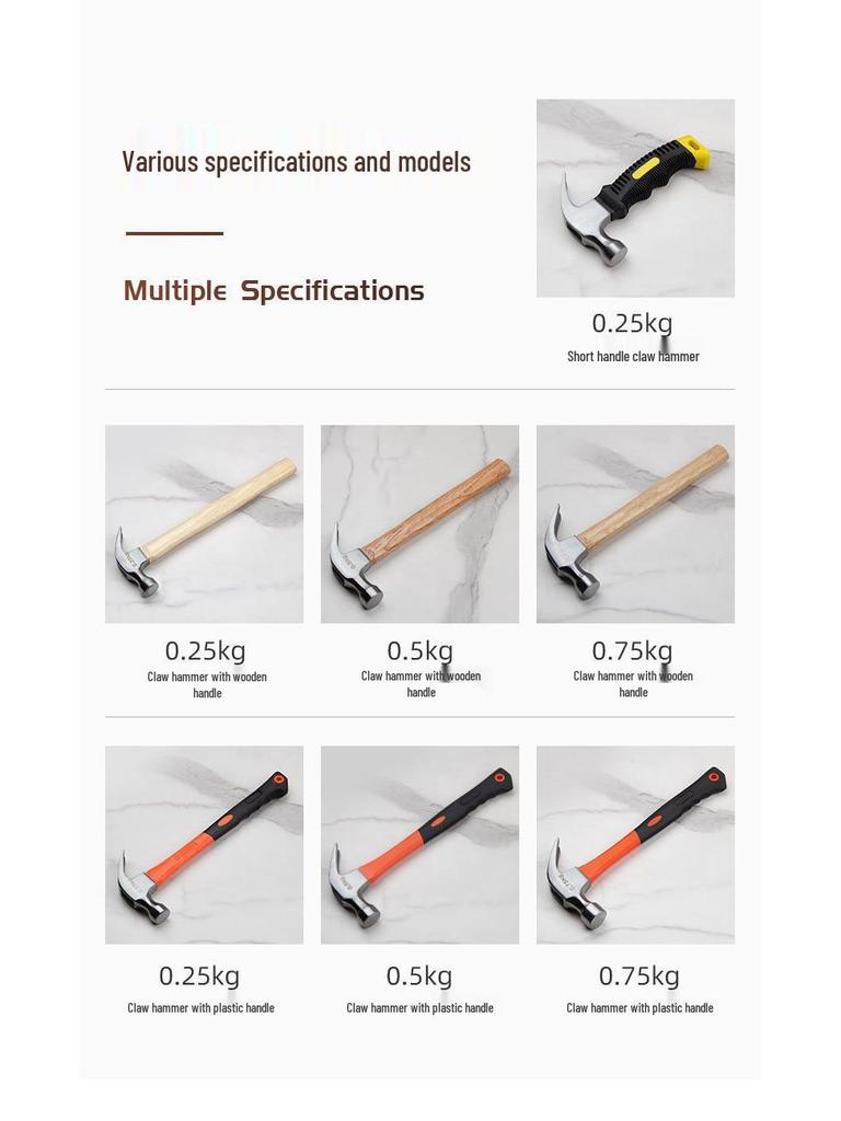 Compact One-Piece Claw Hammer for Household Woodworking and Electrician Use