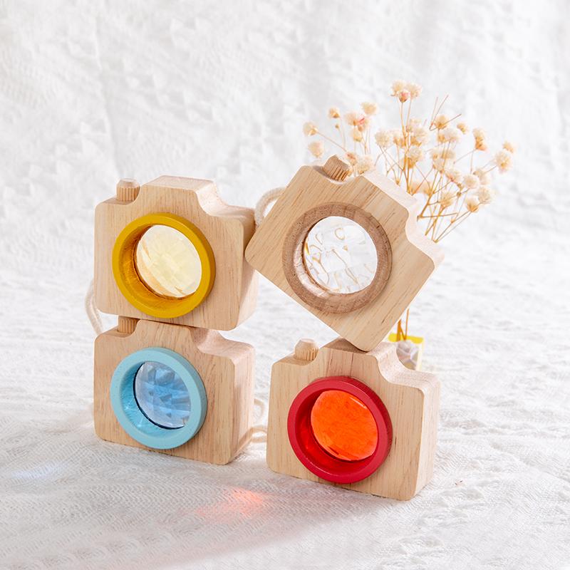 Baby Holz Bunte Kamera Kaleidoskop Spielzeug für Kinder Regenbogen Holz Spielzeug für Kinder Kinder Lernen Frühe Pädagogische Spiel