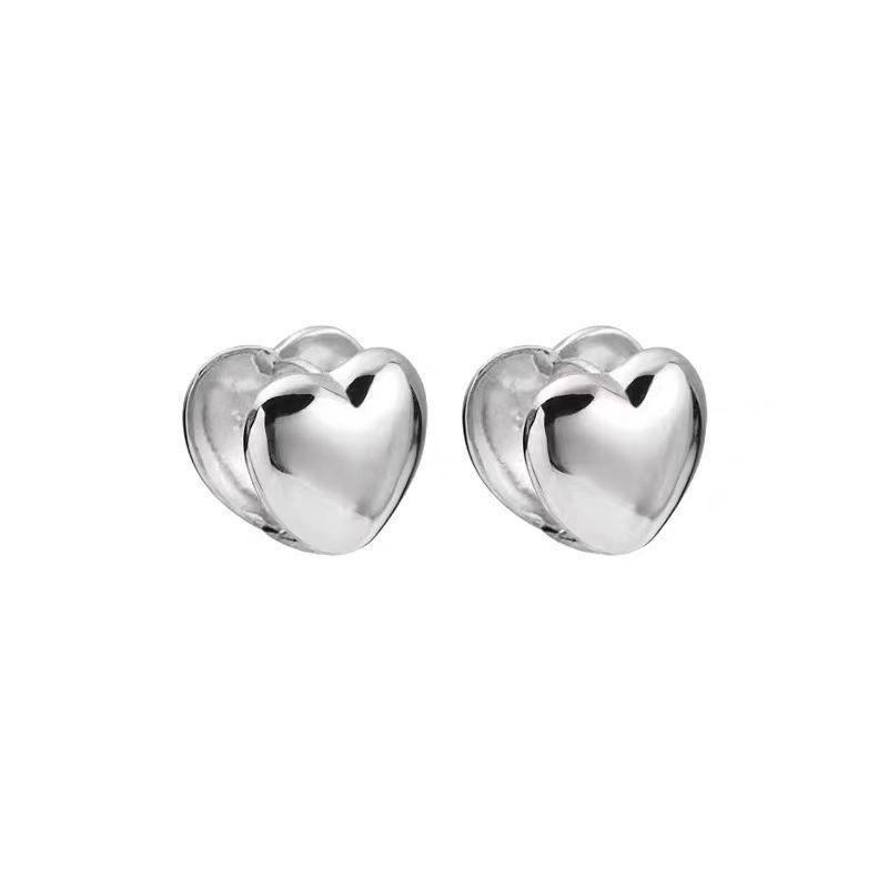 Elegant Double-Sided Love Heart Earrings for Women - Glossy Peach Design with a Fairy-Tale Touch