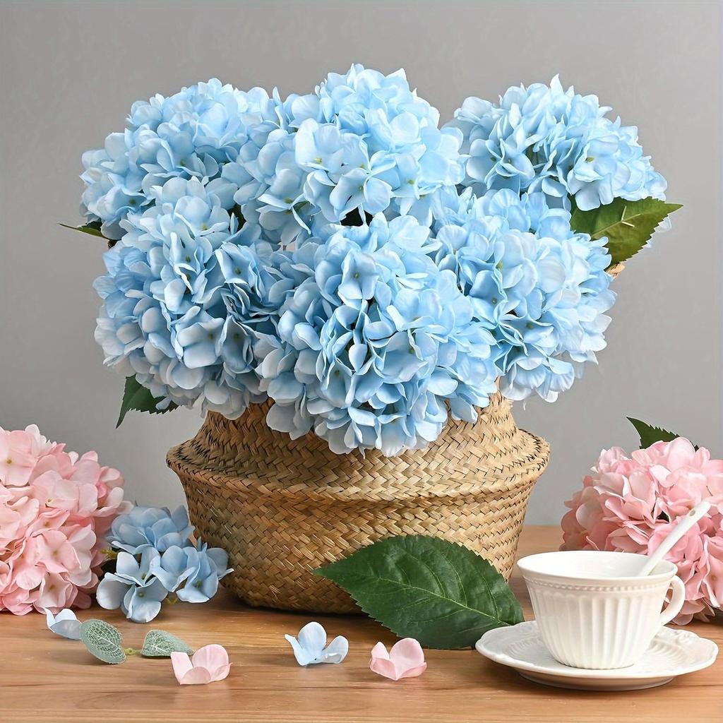 2pcs Artificial Hydrangea Flower, Real Touch Lifelike Artificial Flowers, Suitable For Outdoor Wedding Office Home Party Living Room Table Decoration