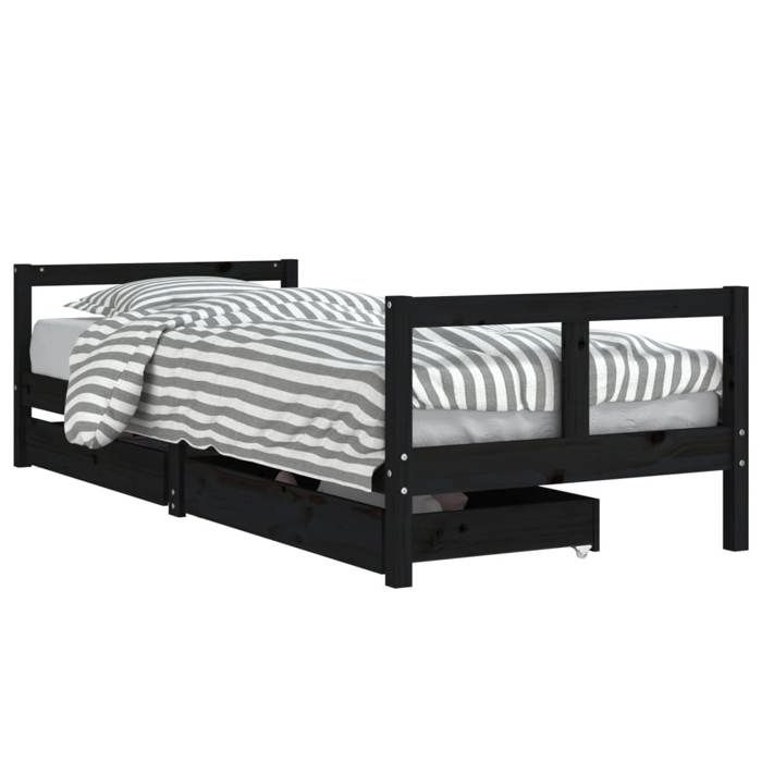 VidaXL Cadre de Lit pour Enfants avec Tiroirs, Lit Simple avec Tête de Lit et Pied de Lit, Meuble de Chambre, Scandinave, 834407