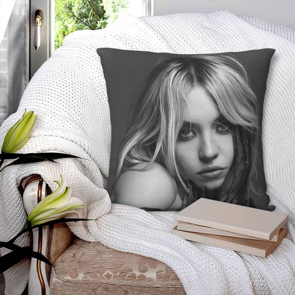 Sydney Sweeney American Actress Photo Pattern Pillow Cover Pillow Case For Sofa Home Decorative Cushion Cover Soft Pillowcases