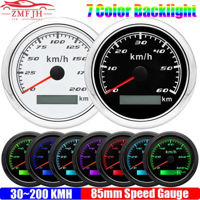 85mm Analog Pulse Speedometer Gauge with 7 Color LED Waterproof Speed Meter Pulse Signal for Car Boat Marine 12V 24V Ized