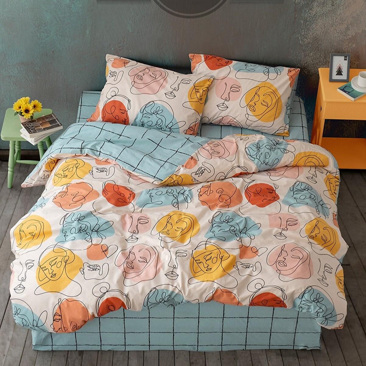 

Пододеяльник с двойным эластичным постельным бельем Ranforce Modern Mint 160 x 220 cm