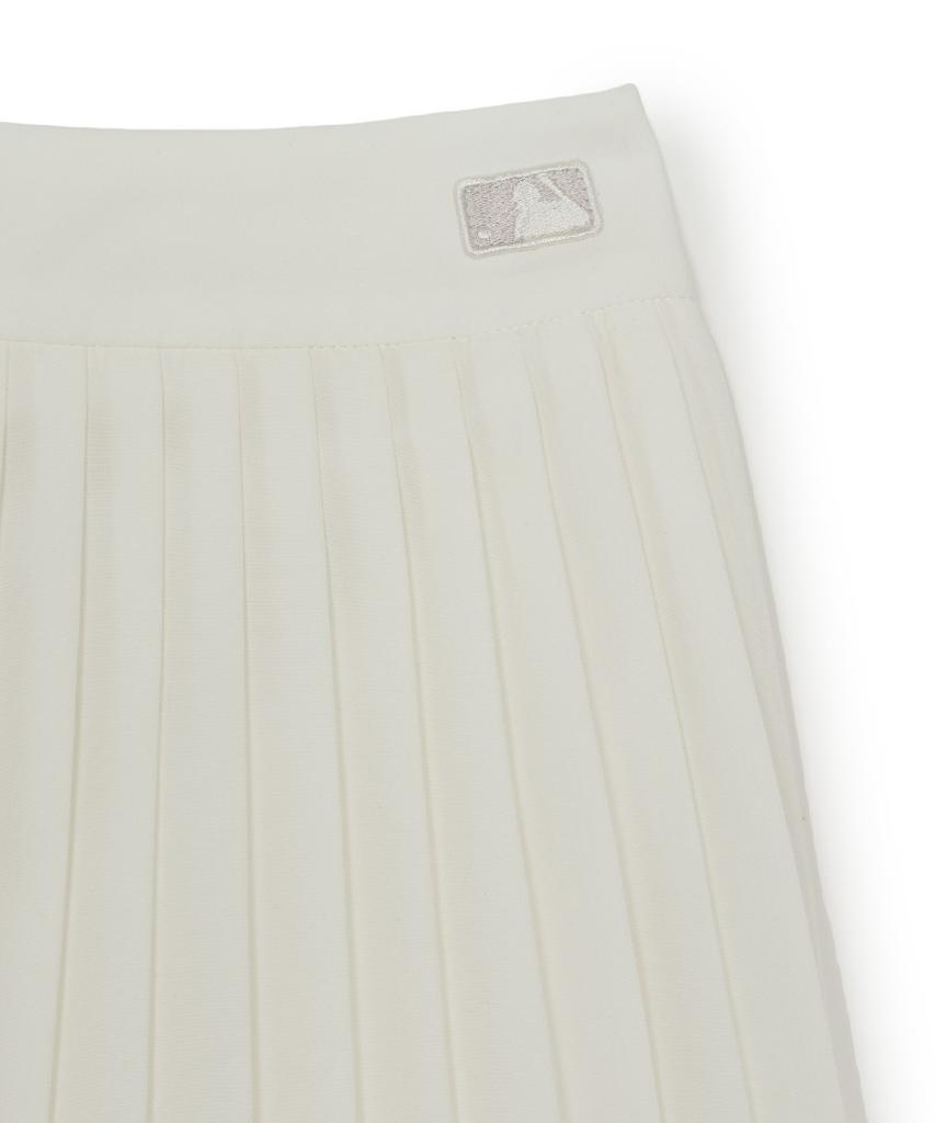 Emelbi Women'S Varsity Sporty Pleated Mini Skirt Ny (Ivory)