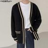 INCERUN Cardigan oversize da uomo in stile preppy lavorato a maglia a maniche lunghe