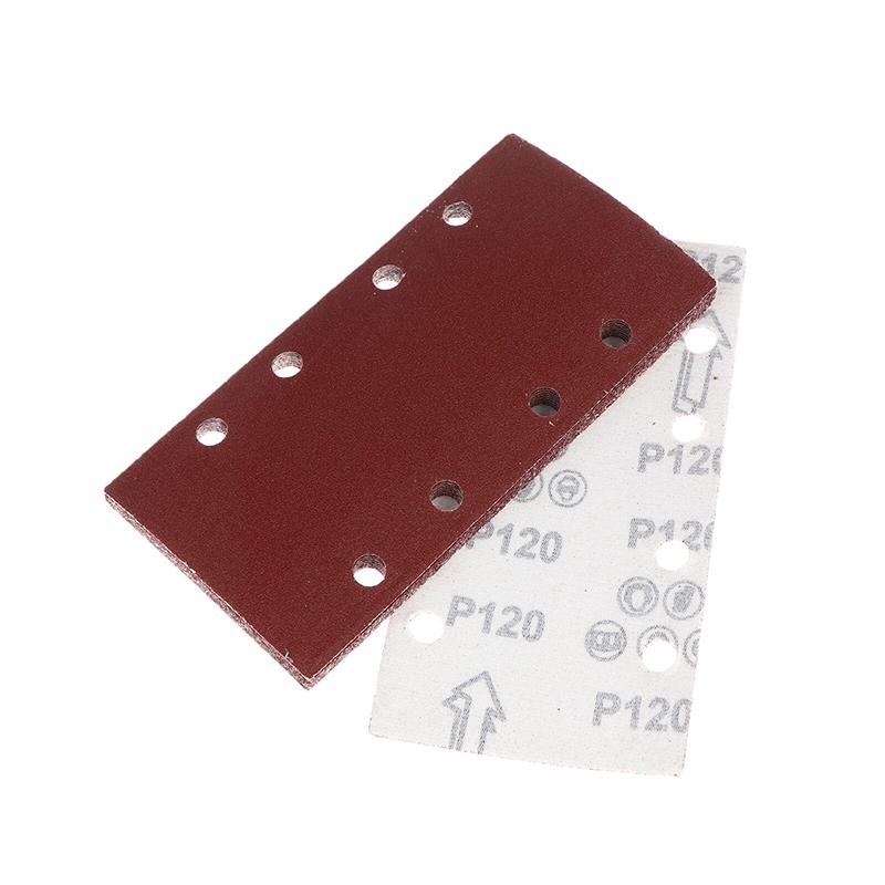 10pcs 8-Hole Rectangular Premium Flocked Sandpaper Sheets Self-Adhesive 185X93mm - Assorted Grits For Air Grinders