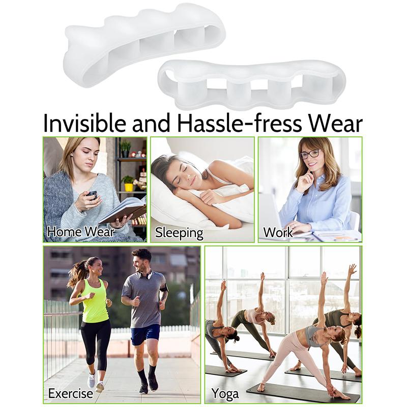 2pcs Four-Hole Toe Separator Silicone Overlap Toe Corrector Thumb Hammer Insoles Corrector Reusable Toe Spacers for Feet Spacers