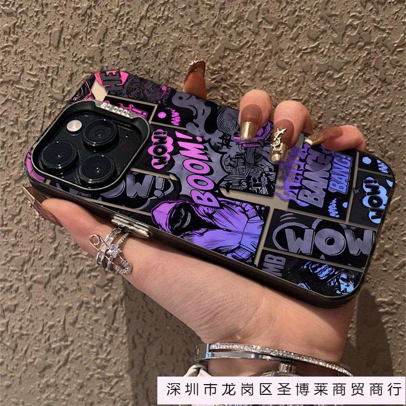 Graffiti Black and Purple Comics Are Suitable for Apple 16promax/15pro/14 Creative 13promax New XR Trendy Brand