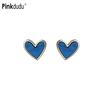 Cercei mici tip stud în formă de inimă din aliaj de zinc cu picături de sticlă, simpli casual, bijuterii elegante de modă PD2227