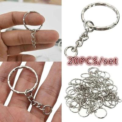 20 Stück Schlüsselanhänger Schlüsselanhänger mit Sprengring Metall Rohling Schlüsselanhänger Schlüsselanhänger Charms Halter Verbindungsringe DIY Schlüsselanhänger Schlüsselring