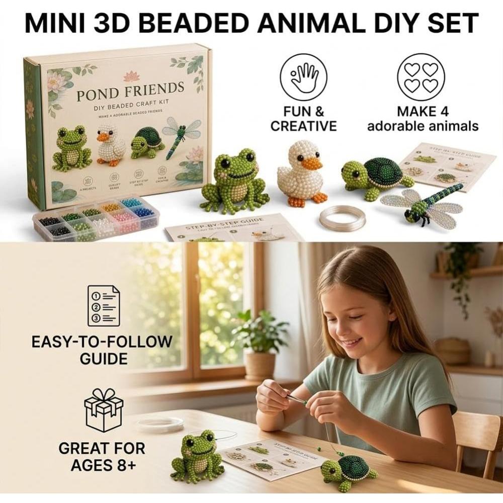 2026 Tiny 3D Beaded Animal DIY Kit, Cute Bird & Animal Pet Beading Craft Set, Handmade Bead Art Kit, Stress Relief Creative DIY Decoration Gifts