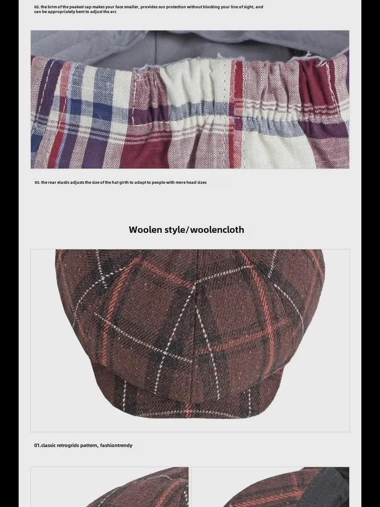 Autumn/Winter Unisex Plaid Newsboy Beret - British Retro Style Wool Hat