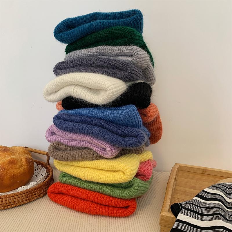 

Soft rabbit fur wool hat women s autumn and winter tide candy color warm ear protection knitted hat cover cold hat Adult (55-58cm) жовтий