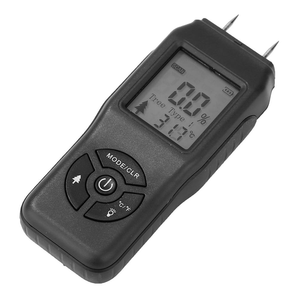 Digital Wood Moisture Meter LCD Display with Backlight Timber Humidity Tester Moisture Content Temperature Detector Wood Types Selectable
