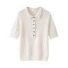 2026 Autumn Women's Cashmere Short Sleeve Cable Knit Polo Sweater Top