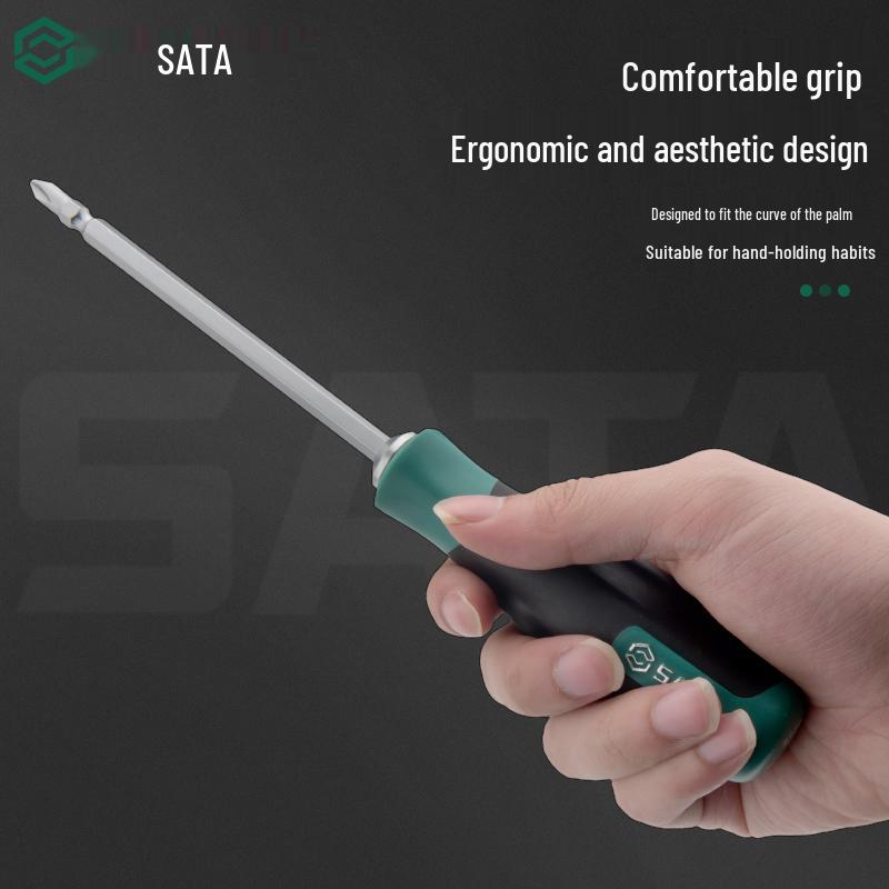 SATA Double-Ended Short Screwdriver: Magnetic, Strong S2 Steel, Flathead & Phillips.