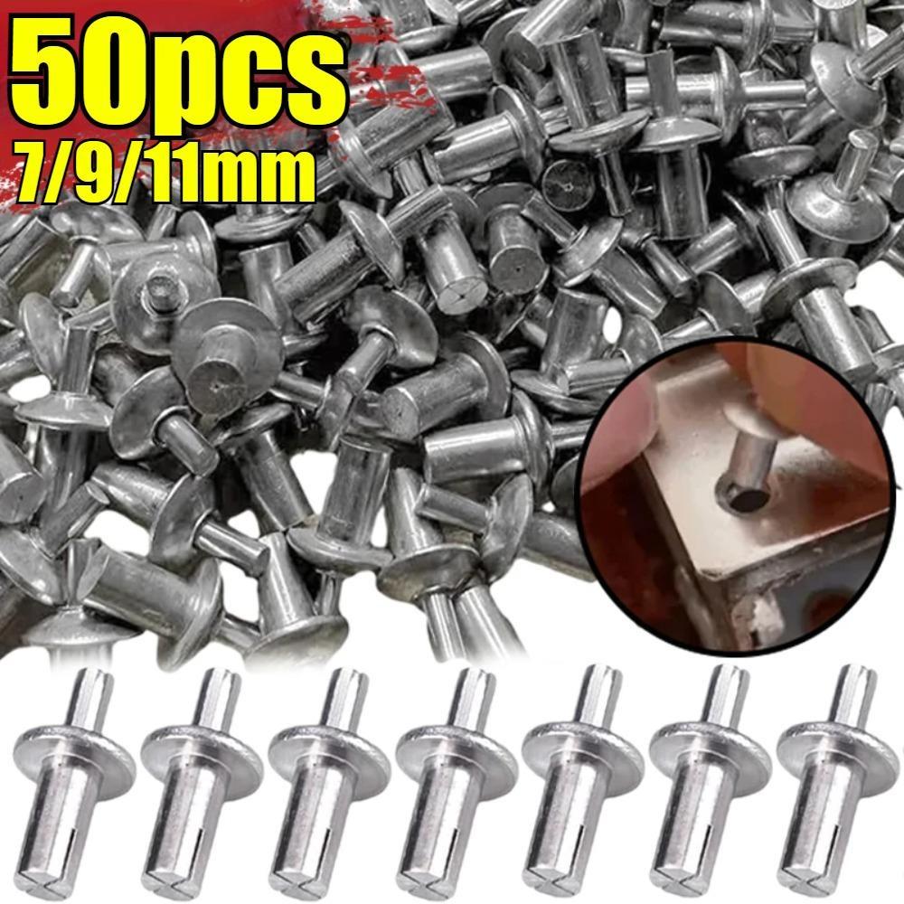 100 buc 7/9/11mm nituri cu ciocan, aliaj, cuie de expansiune, cap, percuție, șuruburi de expansiune, elemente de fixare, instrument de fixare