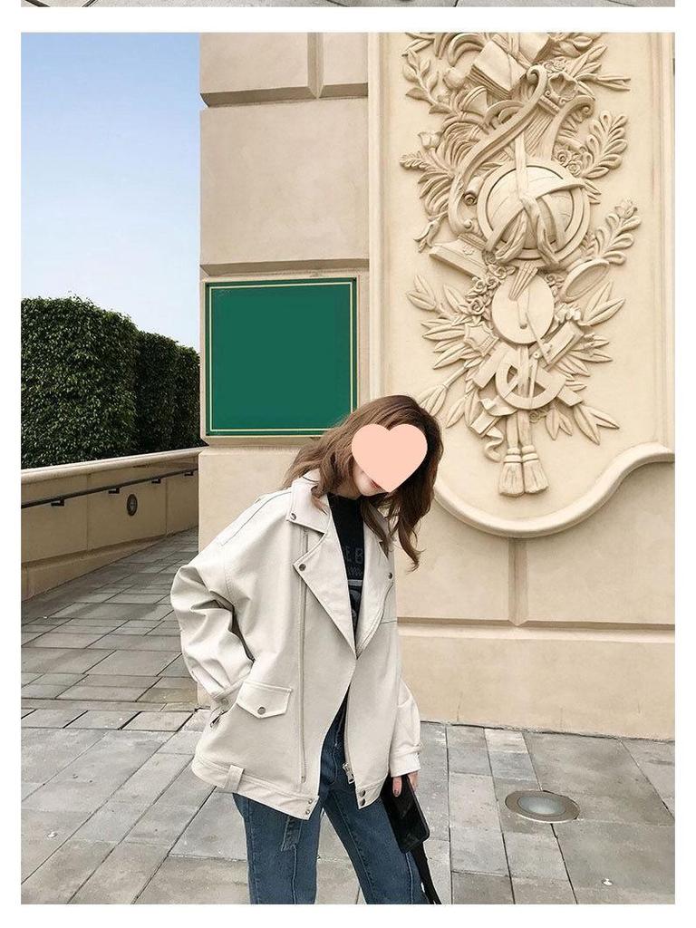 Women's Thick PU Leather Motorcycle Jacket - Spring/Summer, Korean BF Style, Loose Fit, College Short Outerwear