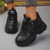 Fashion Women's Fashion White Platform Sneakers Thick Sole Non Slip Sports Shoes for Women Lace Up Height Increase Chunky Sneakers 35-42