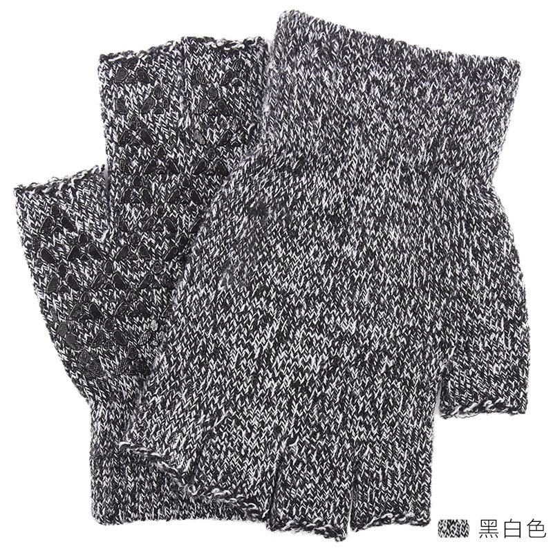 New half-finger gloves for men and women to keep warm in autumn and winter, knitted wool, half-cut leaking fingers, cold-proof, thickened and warm