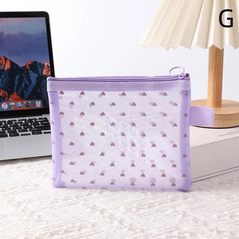 Heart Transparent Mesh Makeup Bag Multifunction Portable Women Cosmetic Storage Pouch Ladies Toiletry Lipstick Organizer Bags
