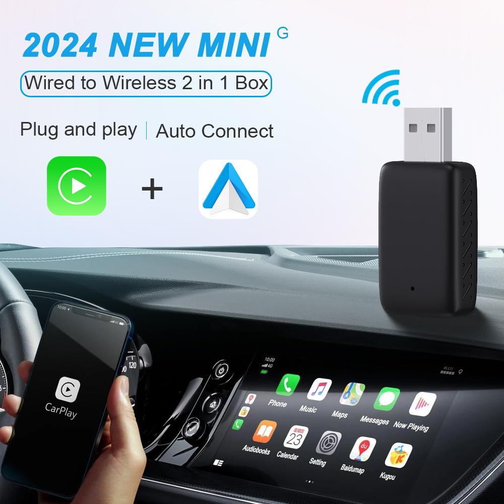 2025 New Adapter 2in1 Mini CarPlay Box Wired To Wireless CarPlay&Android Auto Smart box BT WiFi Connect Plug&Play Fit 99% Cars