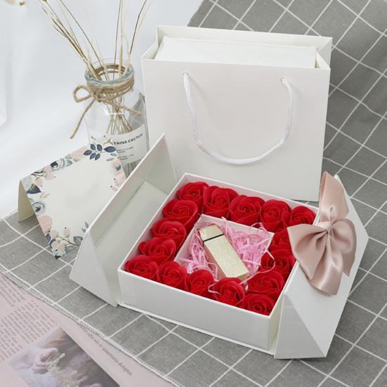 Square Double Door Bowknot Design Jewelry Lipstick Gift Packaging Display Case