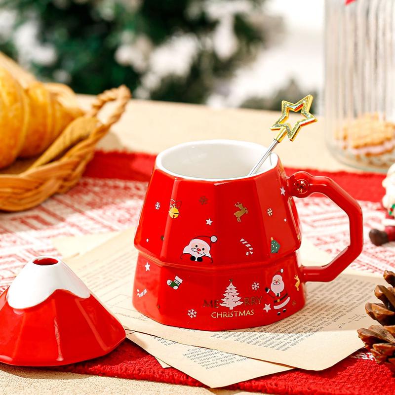 Sheng Ye Christmas Tree Ceramic Mug with Lid & Spoon