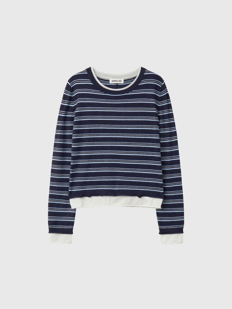 GENERALIDEA Striped Layered Pullover [Navy] / Gf1Lkp522