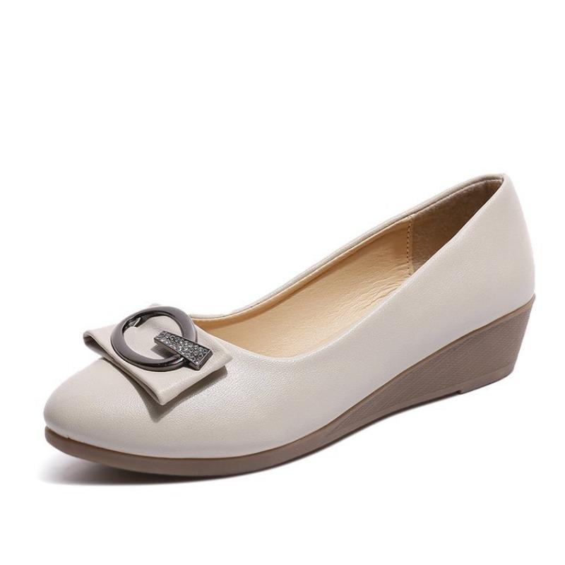 Nya platåklackar grund urringning enkelsskor mode avslappnad dam verktygsstil etikett damskor gummi mjuk sula mammaskor