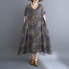 Short Sleeve Plus Size Cotton Vintage Floral New In Dresses for Women Casual Loose Long Summer Dress