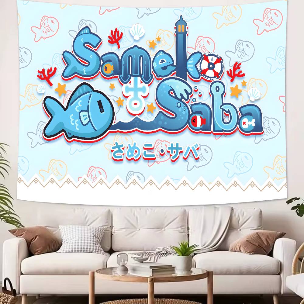 Virtual Artists Kawaii Hot Sameko Saba Tapestry Popular Room Decoration Wall Tapestry Art Room Home Decor Wall Art Decor