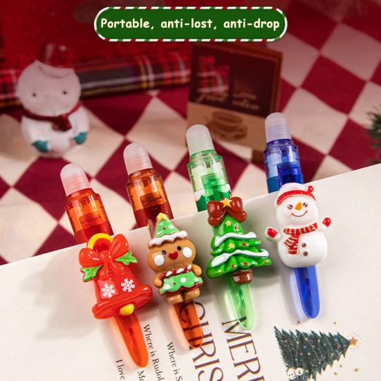 6 Stück Weihnachten Radierbare Gelstifte Niedliche Einziehbare Blaue Tintenstifte mit 0,5 mm Feiner Spitze Cartoon Schulbürobedarf