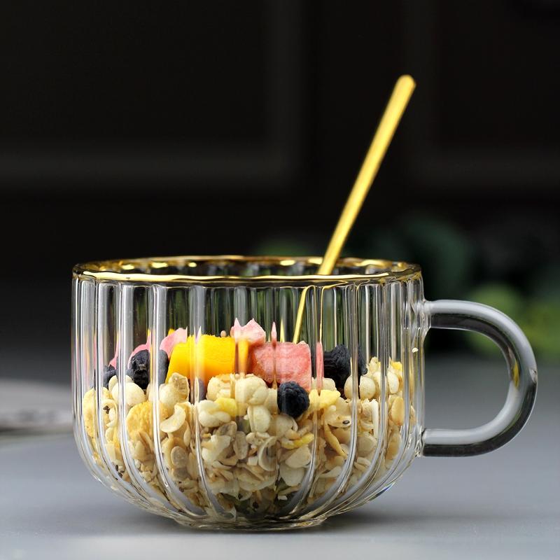 Creative Glass Cup Juice Drink Coffee Cup 400ml Pumpkin Shaped Phnom Penh Breakfast Tea Milk Water Cup Transparent Mug for Gifts