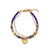 Boho Style Stainless Steel Double Layer Bracelet With Natural Stone Beads Heart Charm Women