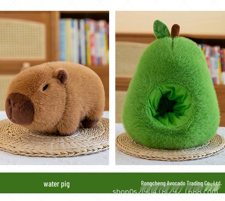 Avocado Capybara Plush Toy - Internet Celebrity Stuffed Animal Doll
